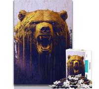 Puzzle Orso Bruno Dorato per Adolescenti, Puzzle da 1000 Pezzi, Gioco Giocattolo, Ogni Pezzo è Unico - Gioco Divertente e Sfidante per la Famiglia, 38x26cm