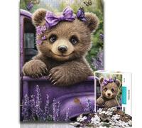 Puzzle Orso Bruno Lavanda da 1000 pezzi per adolescenti, gioco per famiglie, antistress, sfida difficile, regalo per amici e parenti (38x26cm)