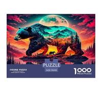 Puzzle Orso Bruno per Adulti 14-99 Anni: Gioco Educativo con Cucciolo di Orso, Paesaggio, per Arredamento e Regali 70x50cm/1000 Pezzi
