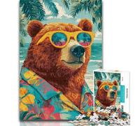 Puzzle Orso bruno sulla spiaggia, puzzle da 1000 pezzi per adulti e adolescenti, gioco educativo per compleanni, Natale e età 14 anni 50x75cm