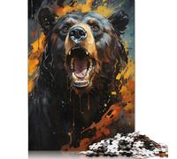 Puzzle Orso che ringhia, puzzle rettangolare di carta ad incastro preciso per bambini o bambine, regali di Natale 1000 pezzi (75x50 cm)
