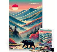 Puzzle "Orso nero nella valle di montagna" da 1000 pezzi per adulti, ideale per sviluppare la concentrazione, favorire la consapevolezza e creare un'atmosfera rilassante Regalo significativo (38x52cm)