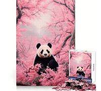Puzzle "Orso Panda Perso tra i Ciliegi in Fiore" per Ragazzi, 1000 Pezzi, Gioco di Memoria per Interni, Immagine da Assemblare, Regalo per le Vacanze (38x52cm)