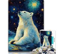Puzzle "Orso polare sotto il cielo notturno" da 1000 pezzi per adulti, difficile da completare ma divertente e umoristico gioco educativo per compleanni, 38x26cm