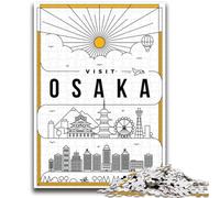 Puzzle Osaka, Giappone, 1000 pezzi per adolescenti, attività per famiglie con poster abbinato e foglio di quiz per età 14+ 1000 pezzi (26x38cm)