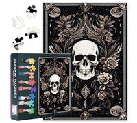 Puzzle oscurità, teschio e rose su sfondo nero, puzzle per adulti, 1000 pezzi, puzzle impossibili per adulti, 50 x 70 cm