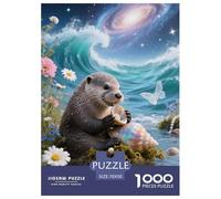 Puzzle Otter 1000 Pezzi in Cartone Per Bambini E Adulti Per Tempo Libero Puzzles Otter Flowers Waves Regalo Per Bambini 70x50cm/1000pcs