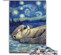Puzzle Otter Night Sky da 1000 pezzi per adulti e adolescenti, gioco stimolante, ideale come regalo per tutta la famiglia (26x38cm)
