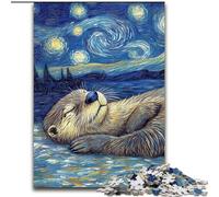 Puzzle Otter Night Sky per adulti e ragazzi, 1000 pezzi, gioco stimolante, giocattoli, decorazione da parete, regali unici per compleanno e Natale (50x75cm)