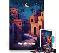 Puzzle Oukaimeden "Marocco di notte" per ragazzi, 1000 pezzi, stimola la memoria, gioco al chiuso, immagine da assemblare, regalo per le vacanze (38x26cm)