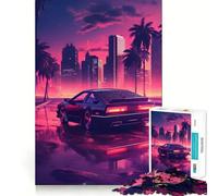 Puzzle Outrun Midnight City da 1000 pezzi per adulti, sfida mentale, gioco da interno, taglio preciso, opera d'arte (50x75cm)