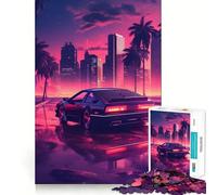 Puzzle Outrun Midnight City da 1000 pezzi per adulti, sfida mentale, gioco per il tempo libero, rifinitura chiara, (38x26cm)