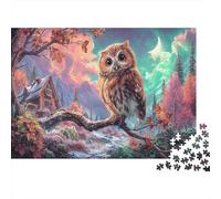 Puzzle Owl on Autumn Branch Under Crescent Moon 1000 Pezzi Wildlife - Sfidanti E Divertenti, Regalo Adulti, Gioco Familiare E Rilassamento 52x38cm/1000pcs