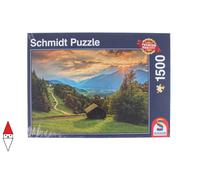 PUZZLE PAESAGGI SCHMIDT SUNSET OVER THE MOUNTAIN VILLAGE OF WAMBERG 1500 PZ