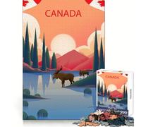 Puzzle "Paesaggio canadese con alci" per ragazzi, 1000 pezzi, esercizio intelligente, divertimento tranquillo, incastro perfetto, sorpresa di compleanno (50x75cm)