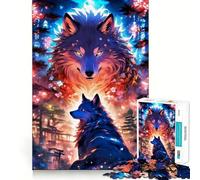 Puzzle Paesaggio Giapponese con Lupo,1000 pezzi,gioco di abilità,pezzi a incastro preciso,divertimento in famiglia,attività serale (38x26cm)