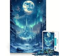 Puzzle "Paesaggio invernale con castello di ghiaccio e aurora boreale" da 1000 pezzi,gioco interattivo Think Boost,incastro perfetto,nessun pezzo si stacca,sfida cerebrale per la casa (50x75cm)