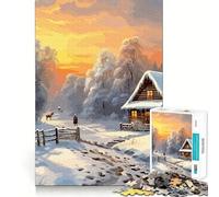 Puzzle Paesaggio Invernale da 1000 pezzi,divertente per allenare la mente,con componenti robusti e ben definiti,ideale per momenti di relax in casa (38x52cm)