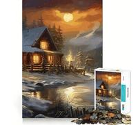 Puzzle Paesaggio Invernale da 1000 pezzi,gioco di costruzione che mette alla prova la concentrazione,montaggio sicuro e preciso,divertimento in casa durante le vacanze (50x75cm)