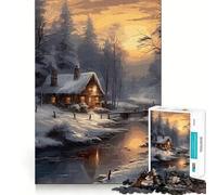 Puzzle Paesaggio Invernale da 1000 pezzi per ragazzi,divertente attività di memoria,facile da completare,senza cuciture,rilassante,per attività di gruppo al chiuso (50x75cm)