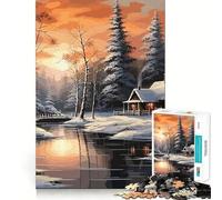 Puzzle Paesaggio Invernale da 1000 pezzi per ragazzi,gioco stimolante per la mente,montaggio sicuro e stabile,divertimento assicurato per tutta la famiglia,attività serale (50x75cm)