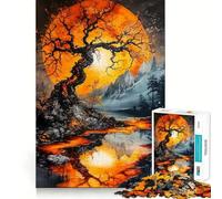 Puzzle "Paesaggio Luna Arancione" per ragazzi, 1000 pezzi, gioco di logica stimolante, silenzioso, con bordi netti, regalo elegante (38x52cm)
