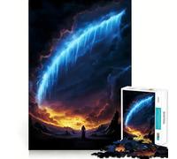 Puzzle "Paesaggio mistico con figura e cascata" per ragazzi, 1000 pezzi, gioco di logica stimolante, divertimento condiviso, bordi trasparenti, regalo perfetto (38x52cm)