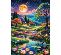 Puzzle Paesaggio Notturno con Luna Piena 500 Pezzi