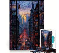 Puzzle Paesaggio notturno di New York per adolescenti, 1000 pezzi, gioco per allenare la mente, attività artistica da fare a casa, (38x26cm)