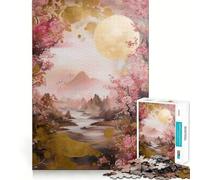 Puzzle "Paesaggio onirico rosa e oro" da 1000 pezzi per adulti, gioco cognitivo, divertente da assemblare, pezzo da collezione (50x75cm)