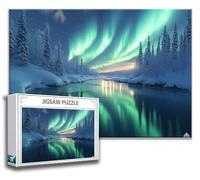 Puzzle Paesaggio Puzzle 1500 Pezzi, Difficili Impossible Puzzle Aurora boreale Puzzle Grandi Dimensioni per Adulti 87 x 57 cm Bambini 3 4 5 6 7 8 Anni Bambino, Bambina Rilassamento e Intelligence J-0