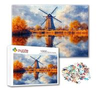 Puzzle Paesaggio Puzzle 1500 Pezzi Mulino a Vento, Adulti e Adolescente Divertente Giocattolo per Giocare, Impegnativi Impossibile Jigsaw con Poster e Borsa Chiusa per Decorazioni Casa Regalo T-4