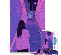 Puzzle "Paesaggio urbano notturno con donna" per adolescenti, 1000 pezzi, gioco intelligente per tutta la famiglia, assemblaggio con motivo "Santa Wish Pick" (50x75cm)