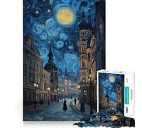 Puzzle "Paesaggio urbano notturno stellato" per ragazzi, 1000 pezzi, gioco di abilità mentale, design semplice e divertente, assemblaggio, regalo memorabile 38x26cm