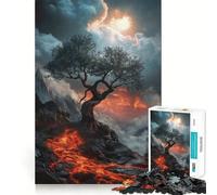 Puzzle "Paesaggio vulcanico con alberi" da 1000 pezzi,gioco di concentrazione mentale,tagli di precisione,bordi lisci,gioco significativo per costruire connessioni (50x75cm)