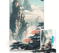 Puzzle paesaggistico asiatico vintage da 1000 pezzi,gioco di costruzione Focus Zero Gap,incastro perfetto,attività gratificante per le giornate di pioggia (38x26cm)