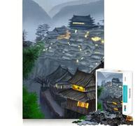 Puzzle paesaggistico asiatico vintage da 1000 pezzi,gioco di costruzione Focus Zero Gap,incastro perfetto,attività gratificante per le giornate di pioggia (38x26cm)