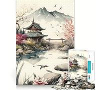 Puzzle paesaggistico asiatico vintage per adulti,1000 pezzi,gioco di memoria,montaggio sicuro e stabile,gioco significativo per costruire connessioni (38x26cm)