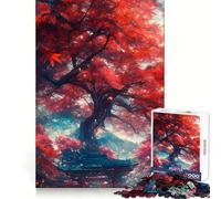 Puzzle paesaggistico con acero rosso per adulti, 1000 pezzi, rompicapo rilassante, attività di assemblaggio, regalo perfetto (38x52cm)