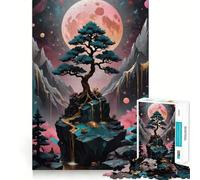 Puzzle paesaggistico con albero bonsai da 1000 pezzi per ragazzi, gioco di logica stimolante per attività domestiche, bordi trasparenti, regalo prezioso 50x75cm