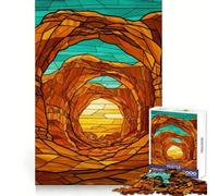 Puzzle paesaggistico con arco nel deserto e vetrate colorate per ragazzi, 1000 pezzi, gioco di logica, passatempo per la casa, taglio preciso, regalo per le festività 38x52cm