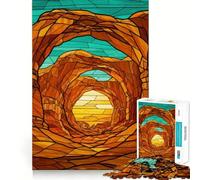 Puzzle paesaggistico con arco nel deserto e vetrate colorate per ragazzi, 1000 pezzi, gioco di logica, passatempo per la casa, taglio preciso, regalo per le festività 38x52cm