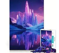Puzzle paesaggistico con montagne di cristallo al neon per adulti, 1000 pezzi, gioco di abilità mentale, assemblaggio lento, regalo delizioso (38x26cm)