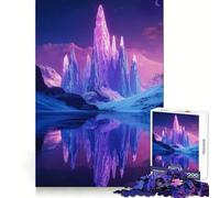 Puzzle paesaggistico con montagne di cristallo al neon per ragazzi, 1000 pezzi, gioco di logica fine, morbido, rilassante, bordi puliti, regalo di alta qualità (38x52cm)