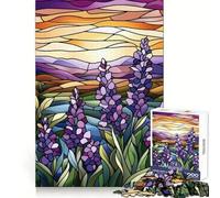 Puzzle paesaggistico con tramonto in vetro colorato per adulti, 1000 pezzi, abilità analitiche, svago, evasione, assemblaggio preciso, regalo stagionale (38x26cm)