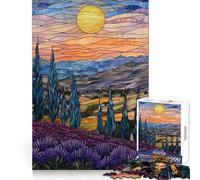 Puzzle paesaggistico con tramonto in vetro colorato per ragazzi, 1000 pezzi, rafforza la memoria, antistress, bordi lisci, regalo di Natale 50x75cm