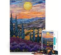 Puzzle paesaggistico con tramonto in vetro colorato per ragazzi, 1000 pezzi, rafforza la memoria, antistress, bordi lisci, regalo di Natale 50x75cm