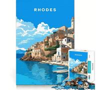 Puzzle paesaggistico dell'isola di Rodi per ragazzi, 1000 pezzi, Recall Upgrade Calm Relax Clear Cut Art Collection Piece (50x75cm)