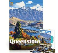 Puzzle paesaggistico di Queenstown, Nuova Zelanda, 1000 pezzi per ragazzi, stimola la memoria, facile da usare, con bordi puliti, sorpresa natalizia (38x26cm)