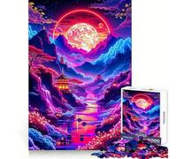 Puzzle paesaggistico giapponese al neon per adulti, 1000 pezzi, gioco per allenare la mente, divertimento in casa, taglio di precisione, regalo per le vacanze (38x52cm)